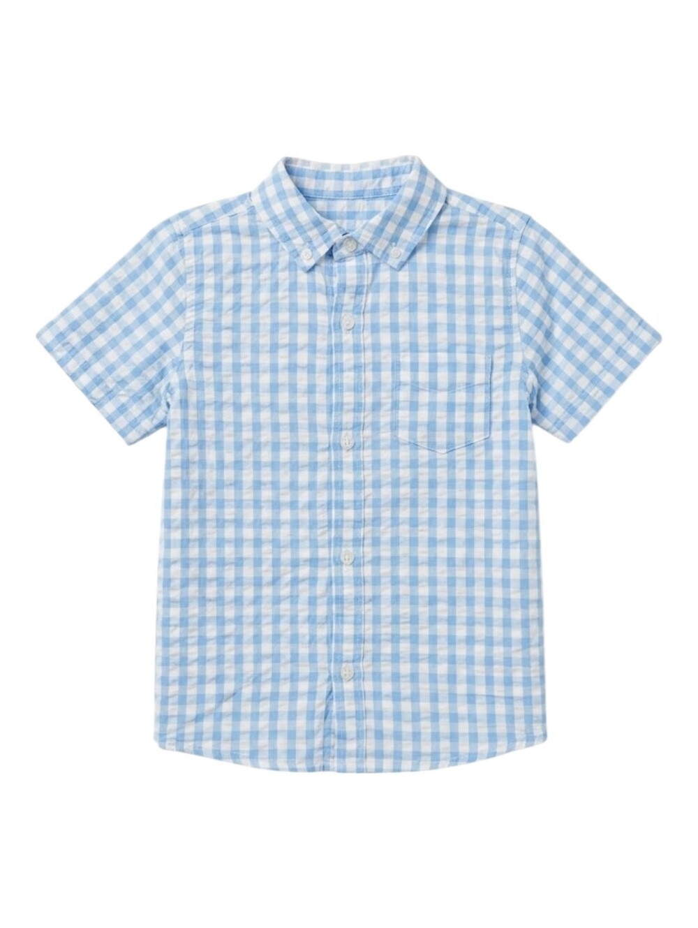Janie And Jack Kids Button Down Shirt Blue White Gingham Checkered Boys Size 6
